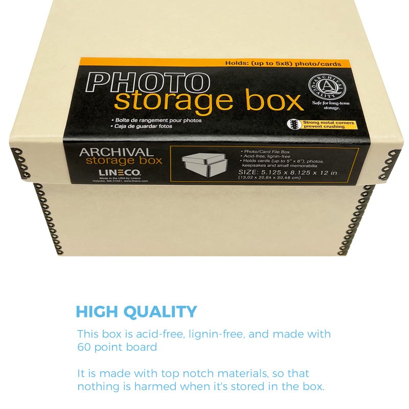 Lineco Photo Card Box, Museum-Quality Archival Storage, Acid-Free with Removable Lid, Bulk Storage for Negatives, Prints, Films, Photos, Snapshot, 5x8x12 Inches, Tan - Image 5